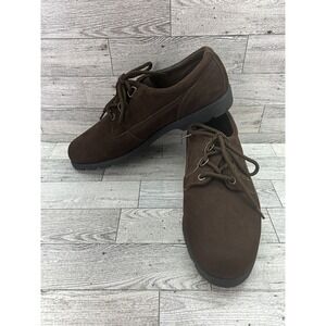 Thom McAn Shoes Womens 10W Lace Up Oxford Brown Suede Leather Casual Loafer